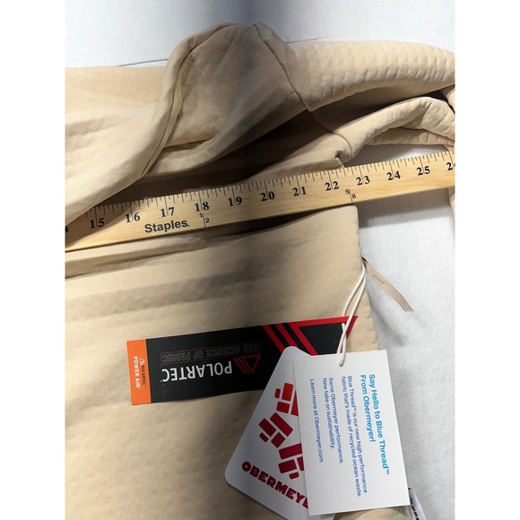 Obermeyer Quilted Fleece Pullover Sweatshirt Beige Polartec Size S - Picture 7 of 7